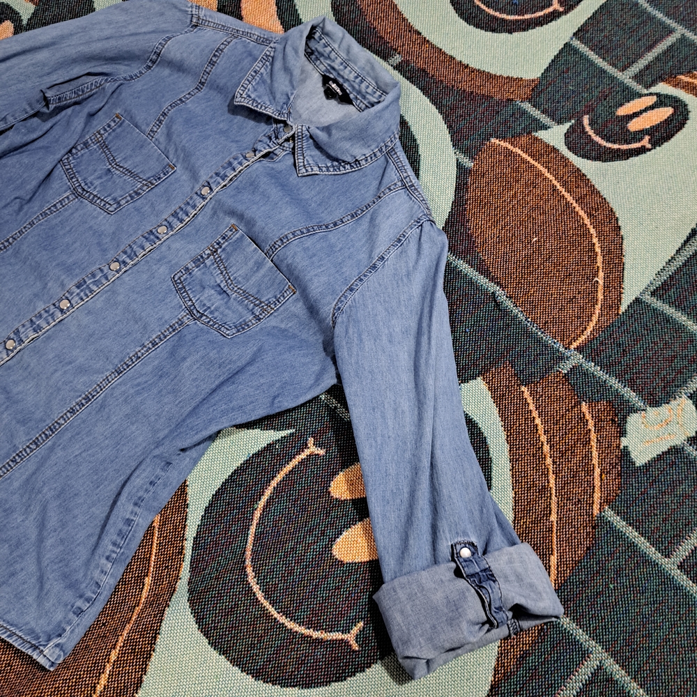 šDENIM BUTTON DOWN SHIRT-L - Picture 5 of 8